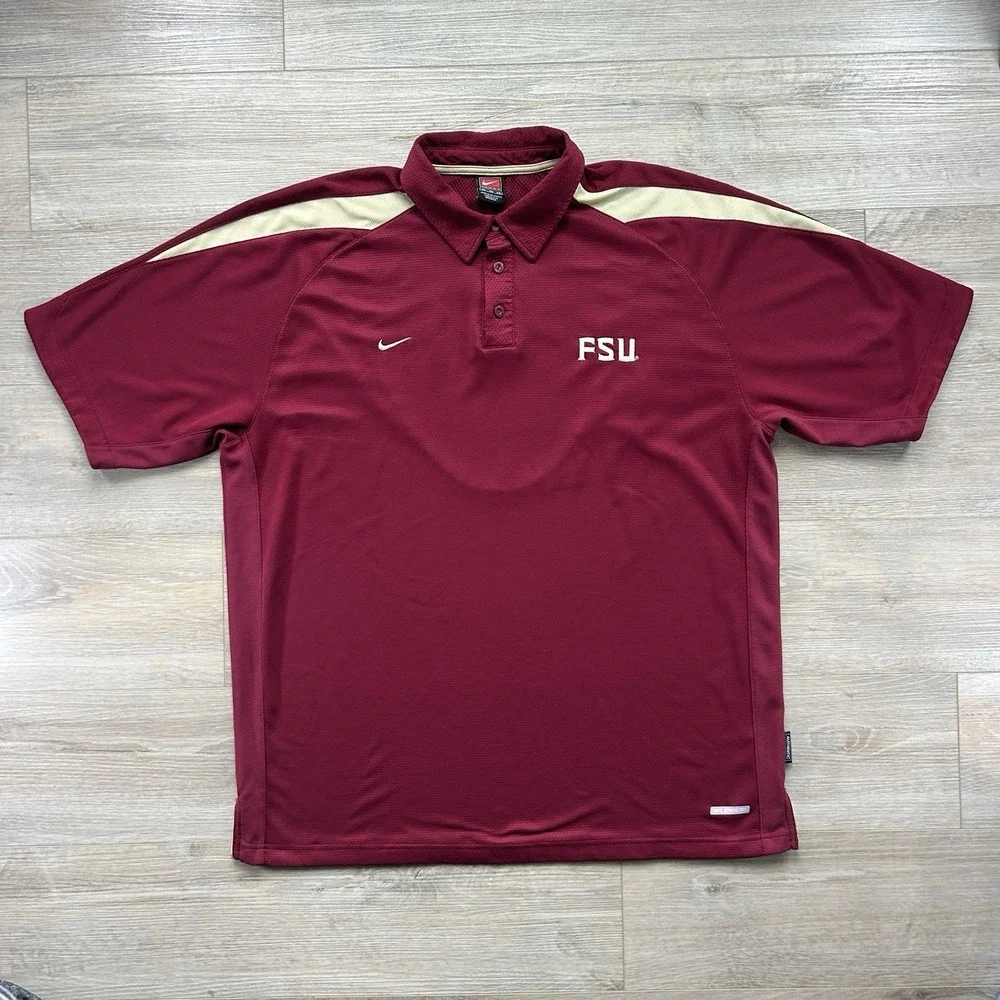 Vintage 00s Nike‎ Team XL FSU Florida State Seminoles Polo Garnet Gold